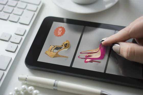 Buying shoes online on smartphone