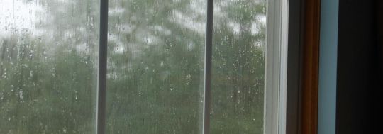 Lots of rain outside the window