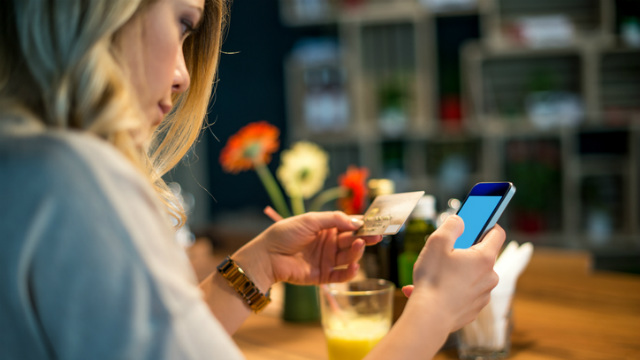 woman mobile banking