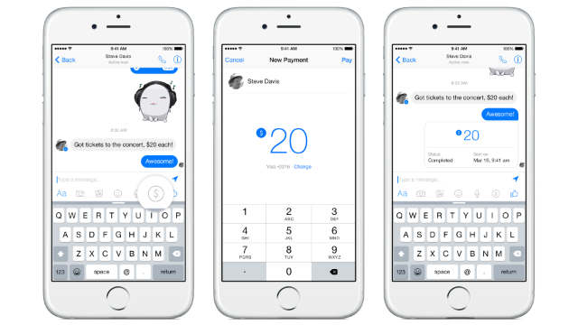 Facebook Messenger payments in the US