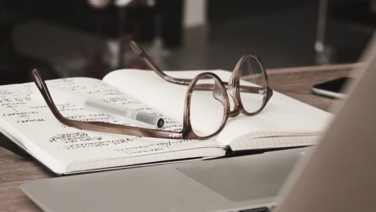 Glasses on a notebook