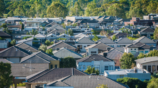 Residential homes in the suburbs of Melbourne, Australia.