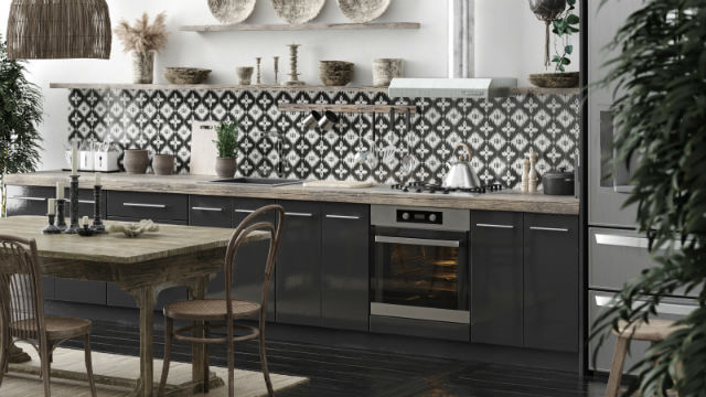 Layers of texture spice up this kitchen.