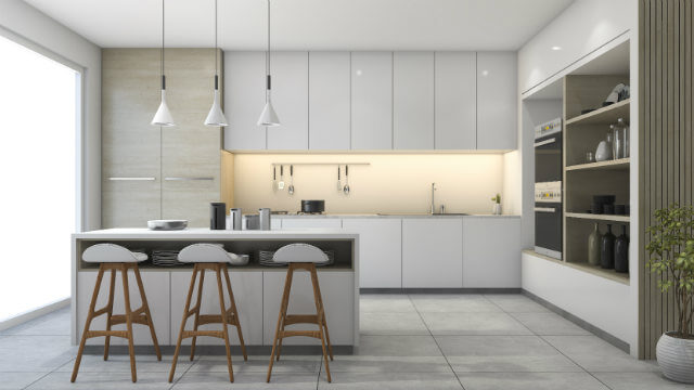 A neutral coloured kitchen will be less likely to go out of style.