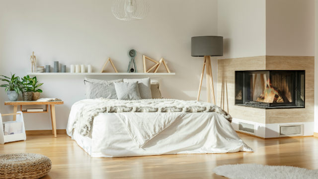 Neutral tones in a bedroom.