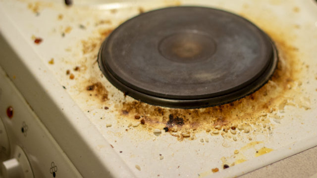 A dirty stove.