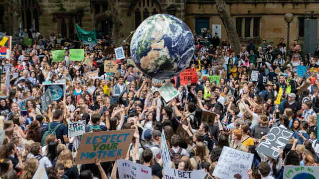 Large Group Of Students On Strike For Climate Change