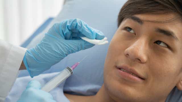 Man getting Botox for reasons other than cosmetic