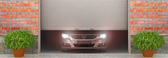 Garage door opening with a car inside