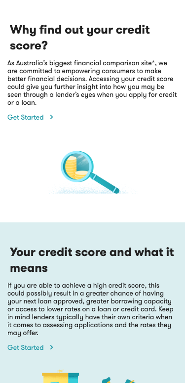 credit score mobile landing page