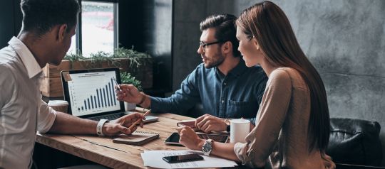 A couple considering investment options
