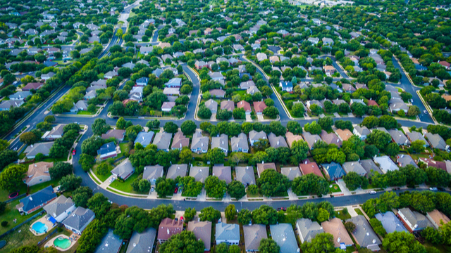 Aerial view of suburbs