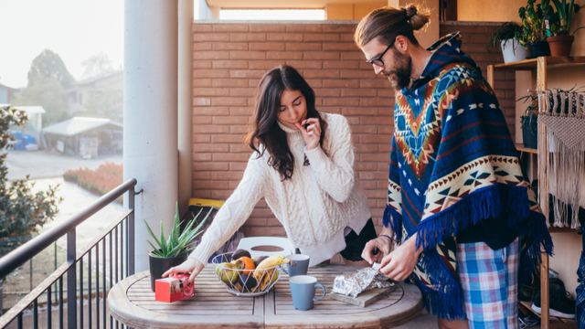 Young couple have breakfast at home