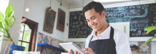 small business owner using bank account