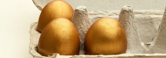 Golden Eggs in Carton