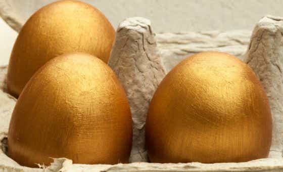 Golden Eggs in Carton