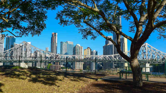 View of Brisbane skyline from New Farm