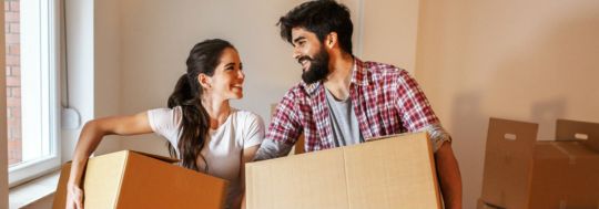Couple with boxes