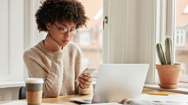 Woman looking at phone