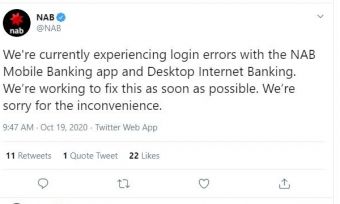 NAB customers start the week with banking outage