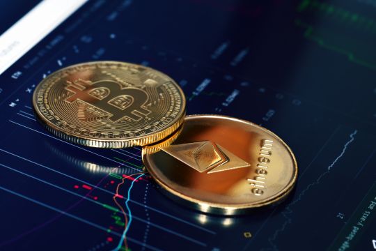 Bitcoin and Ethereum coins