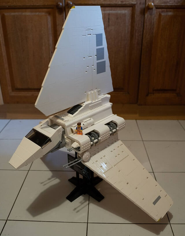 LEGO Minifigure Emmet standing on the Imperial Shuttle.