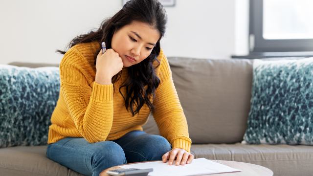 Woman doing calculations