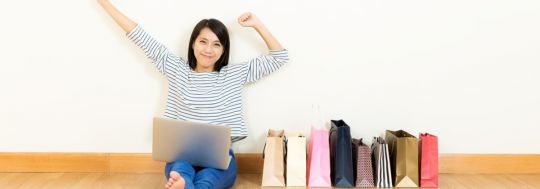 Woman online shopping