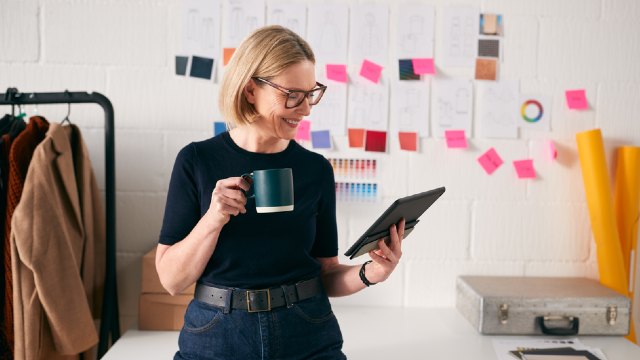 Woman looking at tablet