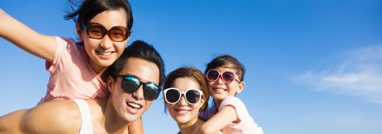 Family on beach