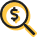 Dollar magnifying glass icon