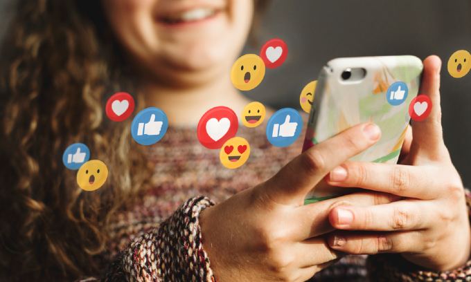 Woman on social media