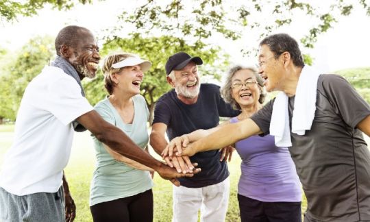 A group of retired people having a good time.