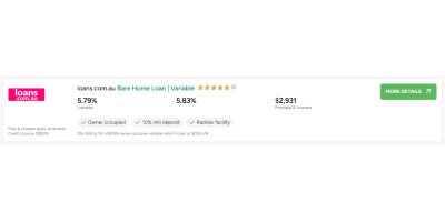 Standard comparison table listing example